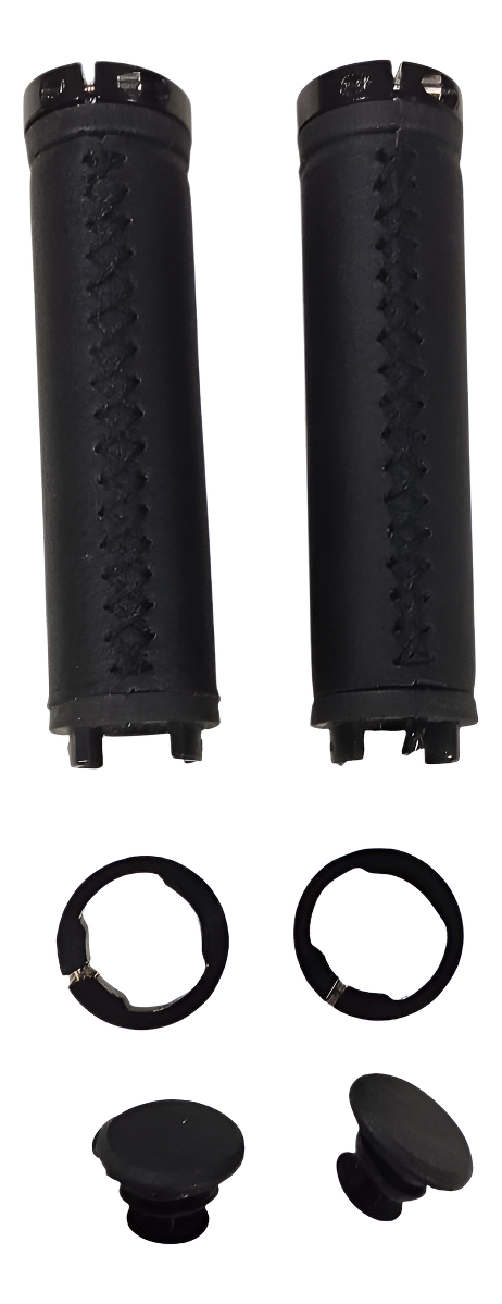 D_854541-MLU93658636142_102025-F.jpg Par De Puños De Bici Simil Cuero Negro Con Bloqueo. 125 Mm - Imagen 1