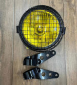 Farol Delantero Moto Amarillo C/protector Y Sop. Café Racer - Imagen 2