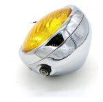 Farol Delantero Cromado C/posición Acrílico Amarillo. P/moto - Imagen 2