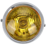 Farol Delantero Cromado C/posición Acrílico Amarillo. P/moto