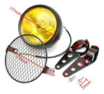 Farol Delantero Moto Amarillo C/protector Y Sop. Café Racer - Imagen 3