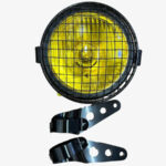 Farol Delantero Moto Amarillo C/protector Y Sop. Café Racer