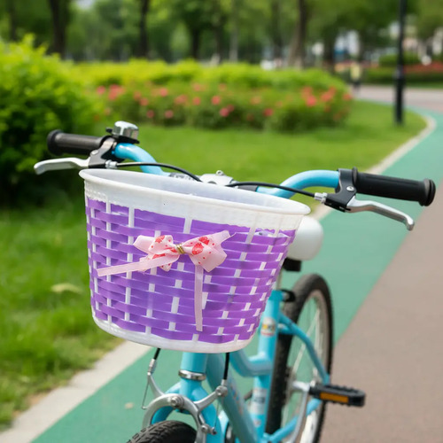 D_978276-MLU100163378185_122025-O.jpg Canasto Plástico Violeta Bicicleta Rodado 12-16 C/precintos - Imagen 1