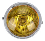 Farol Delantero Cromado C/posición Acrílico Amarillo. P/moto