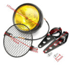 Farol Delantero Moto Amarillo C/protector Y Sop. Café Racer - Imagen 3