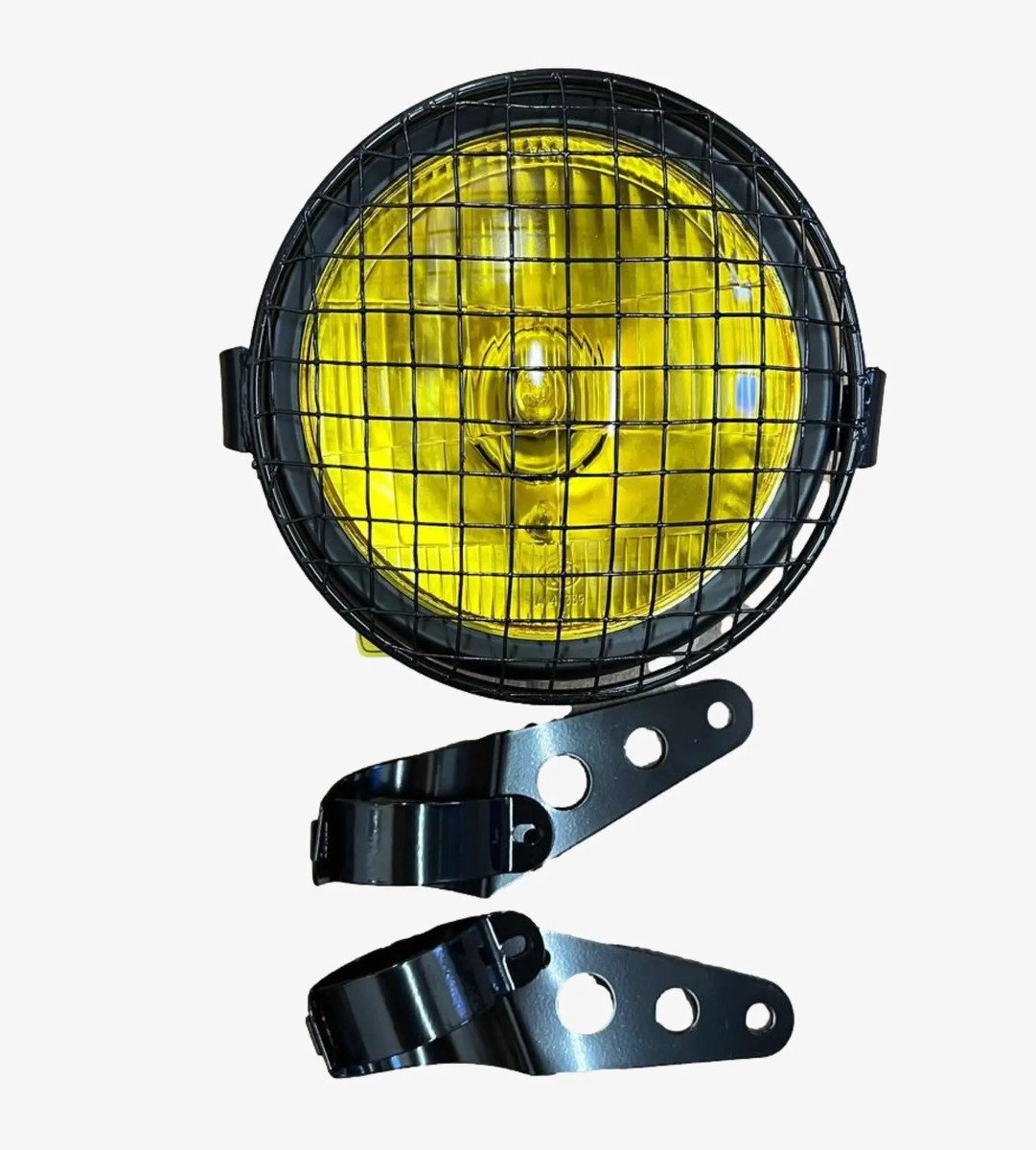 D_842266-MLU49571514317_042022-F.jpg Farol Delantero Moto Amarillo C/protector Y Sop. Café Racer - Imagen 1
